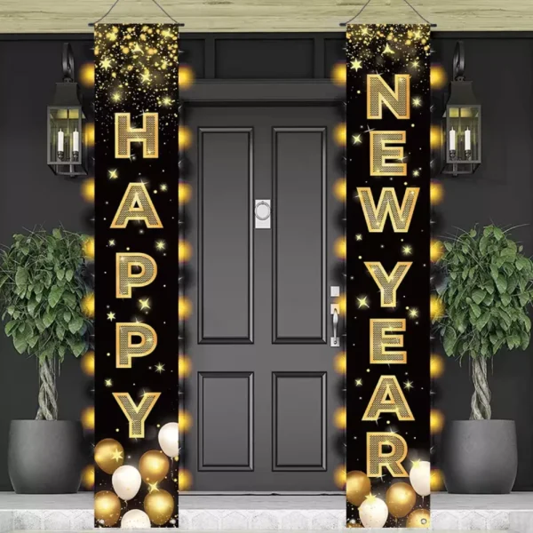 Black and Gold Happy New Year Door Banner - Image 4