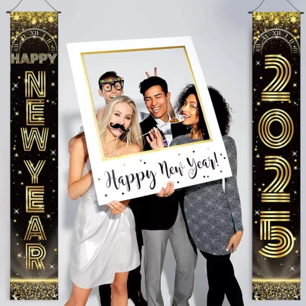 Black and Gold Happy New Year Door Banner - Image 5