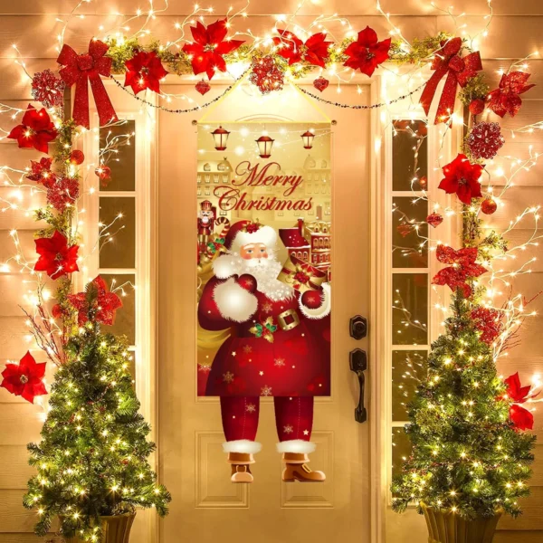 Christmas Santa Claus Hanging Flag Banner - Image 2