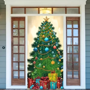 Xmas Tree Pattern Door Cover Banner