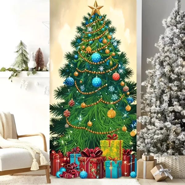 Xmas Tree Pattern Door Cover Banner - Image 5