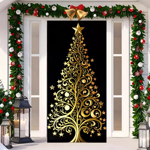 Xmas Tree Pattern Door Cover Banner - Image 3