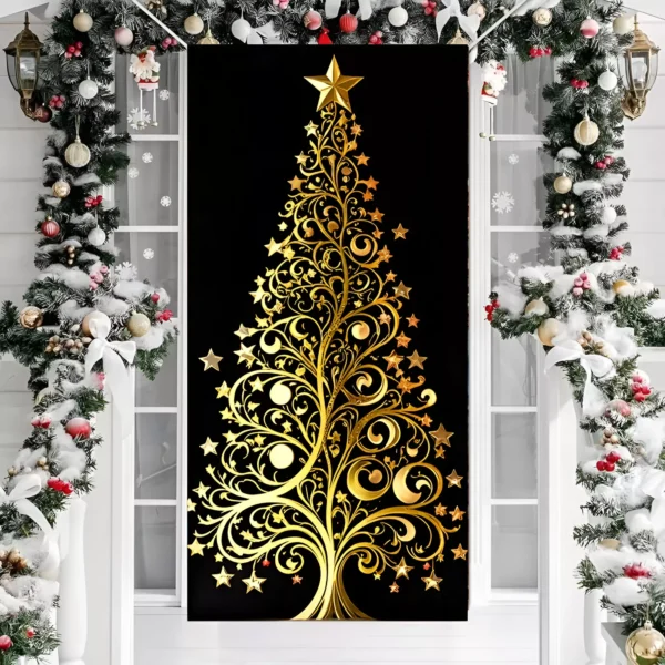 Xmas Tree Pattern Door Cover Banner - Image 6