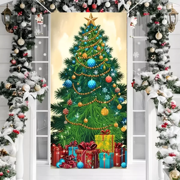 Xmas Tree Pattern Door Cover Banner - Image 4