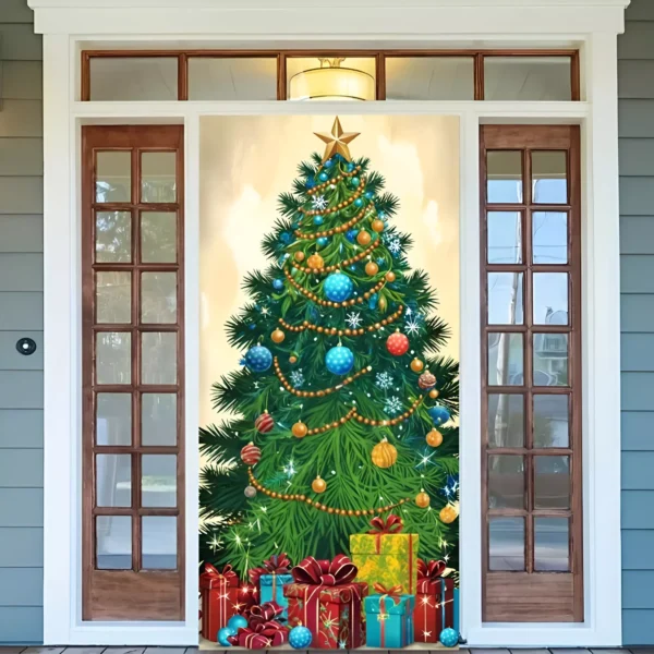Xmas Tree Pattern Door Cover Banner - Image 2