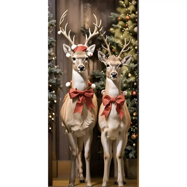 Santa Hat Elk Design Door Cover Banner - Image 5
