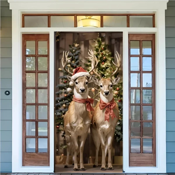 Santa Hat Elk Design Door Cover Banner - Image 3