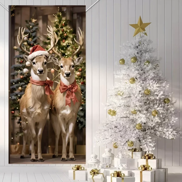 Santa Hat Elk Design Door Cover Banner - Image 4