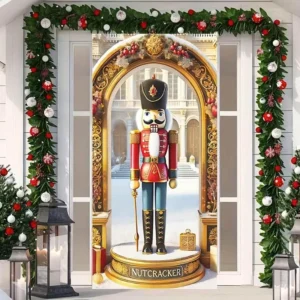 Christmas Nutcracker Door Banner – Festive Gingerbread Outdoor Decoration for Porch & Front Door