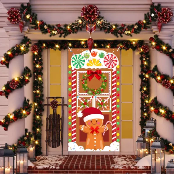 Christmas Gingerbread Man Vertical Flag for Door Hanging - Image 3