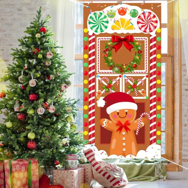 Christmas Gingerbread Man Vertical Flag for Door Hanging