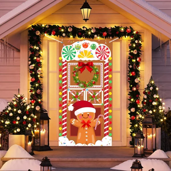 Christmas Gingerbread Man Vertical Flag for Door Hanging - Image 4