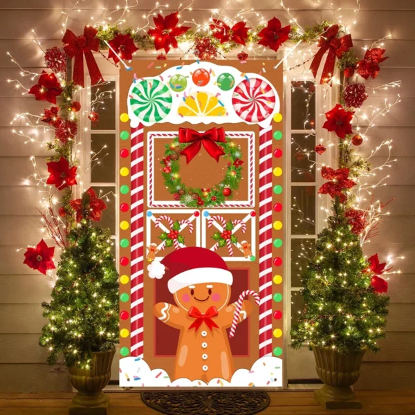 Christmas Gingerbread Man Vertical Flag for Door Hanging - Image 2