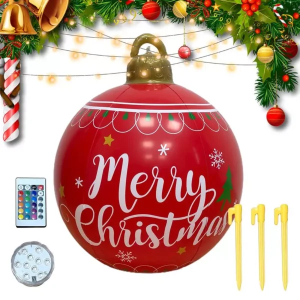60CM Giant Inflatable Christmas Ball with LED Lights - Image 4