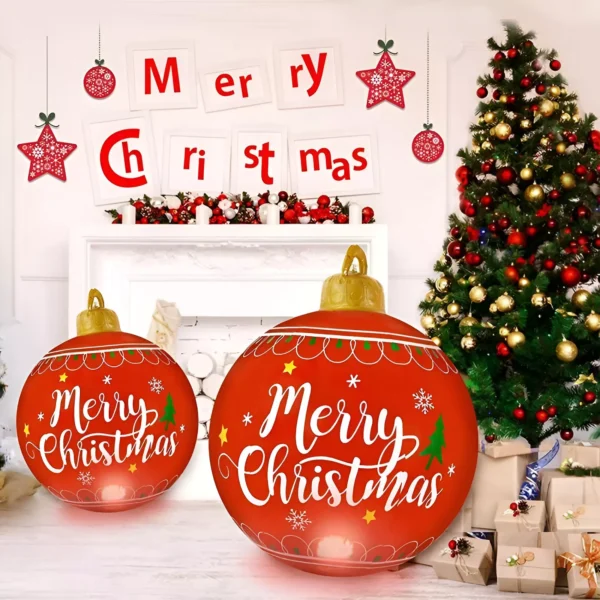 60CM Giant Inflatable Christmas Ball with LED Lights - Image 2