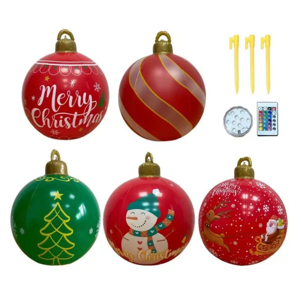 60CM Giant Inflatable Christmas Ball with LED Lights - Image 5