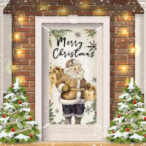 Festive Santa Claus Merry Christmas Vertical Flag for 2024 Holiday Décor