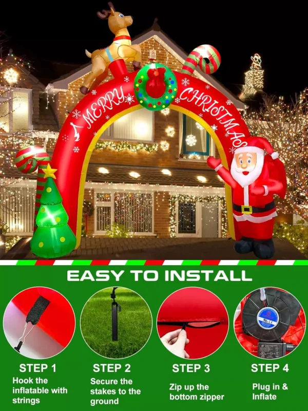 10FT Christmas Inflatable Santa Claus Archway with LED Lights - Image 4