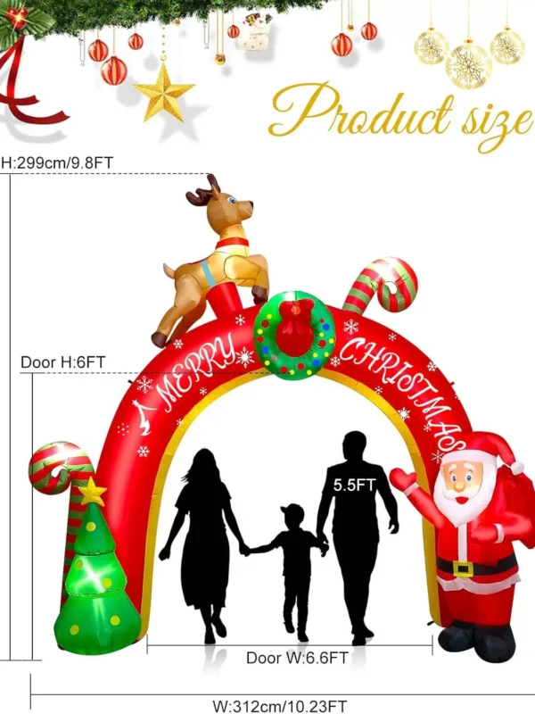 10FT Christmas Inflatable Santa Claus Archway with LED Lights - Image 6