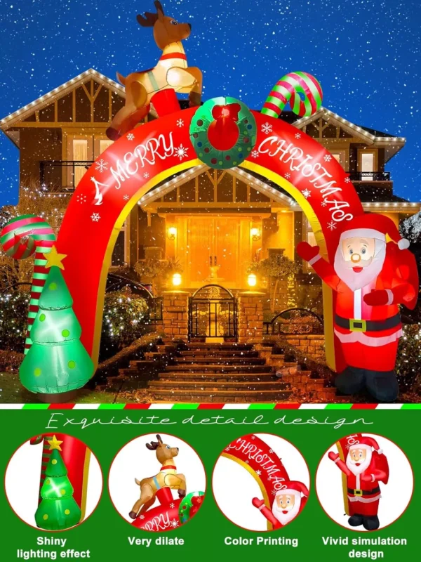 10FT Christmas Inflatable Santa Claus Archway with LED Lights - Image 3