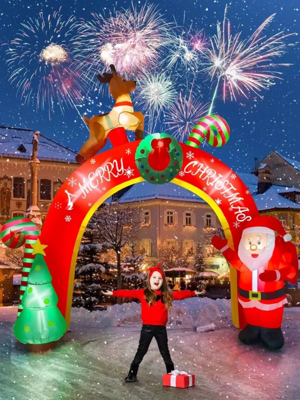 10FT Christmas Inflatable Santa Claus Archway with LED Lights - Image 2