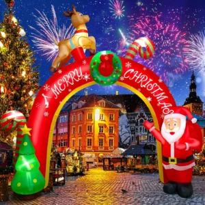 10FT Christmas Inflatable Santa Claus Archway with LED Lights