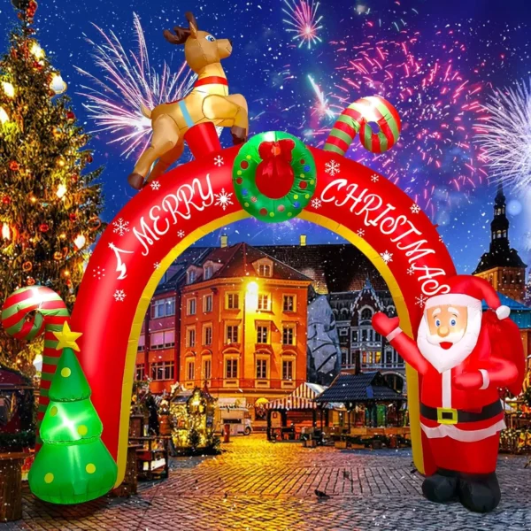 10FT Christmas Inflatable Santa Claus Archway with LED Lights