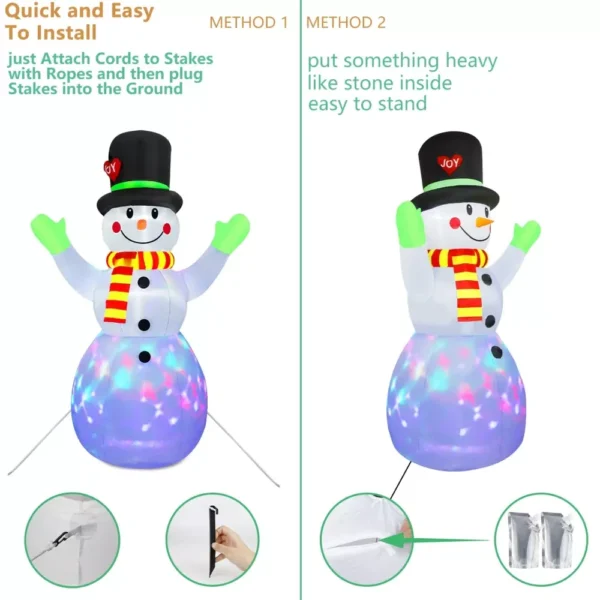 Giant 7.2-Foot Christmas Inflatable Snowman with LED Lights - Image 4