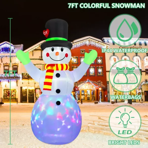 Giant 7.2-Foot Christmas Inflatable Snowman with LED Lights - Image 3