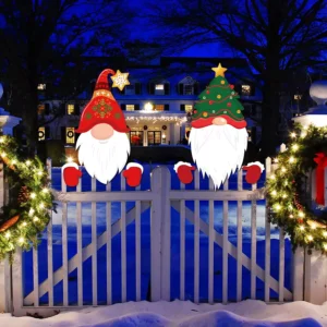 4PCS Christmas Santa Claus Fence Decorations