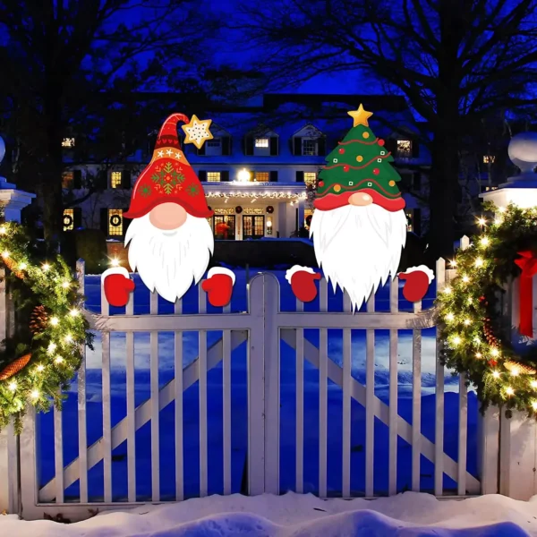 4PCS Christmas Santa Claus Fence Decorations