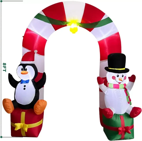 8FT Christmas Inflatable Arch with Penguin, Snowman & Gift Box - Image 6
