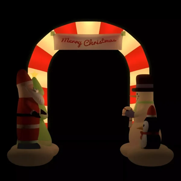 102.4" Christmas Inflatable Santa & Snowman LED Archway - Image 3