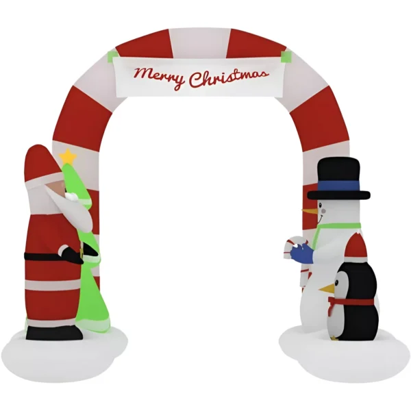 102.4" Christmas Inflatable Santa & Snowman LED Archway - Image 4