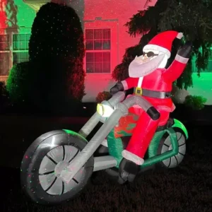 Bring Festive Fun to Your Yard with the 6ft Inflatable Santa on Motorcycle!