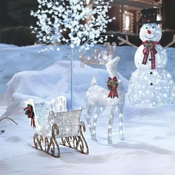 Pre-Lit Reindeer & Sleigh Décor - Image 2