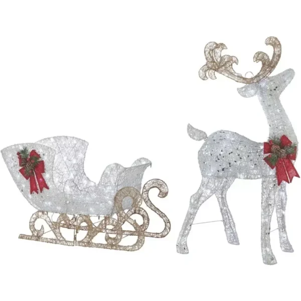 Pre-Lit Reindeer & Sleigh Décor - Image 5