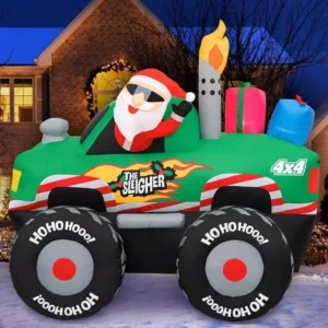 6 ft Christmas Inflatable Santa Monster Truck Yard Decoration with LED Lights
