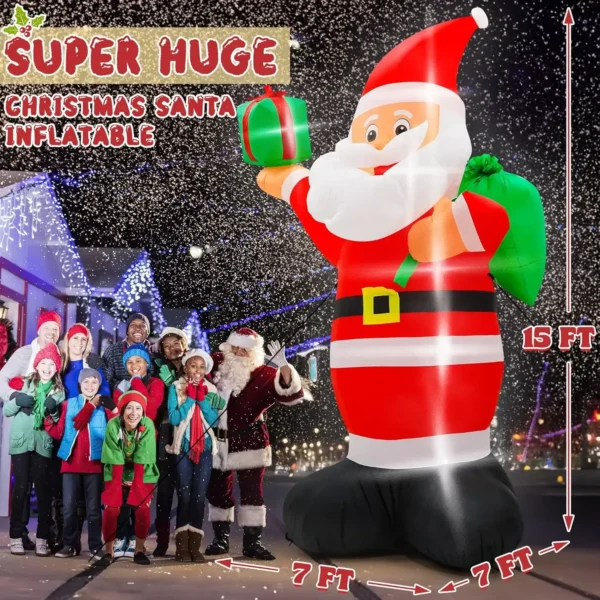 15FT Giant Christmas Santa Inflatable with LED Lights - Image 6