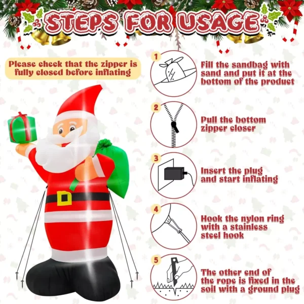 15FT Giant Christmas Santa Inflatable with LED Lights - Image 5