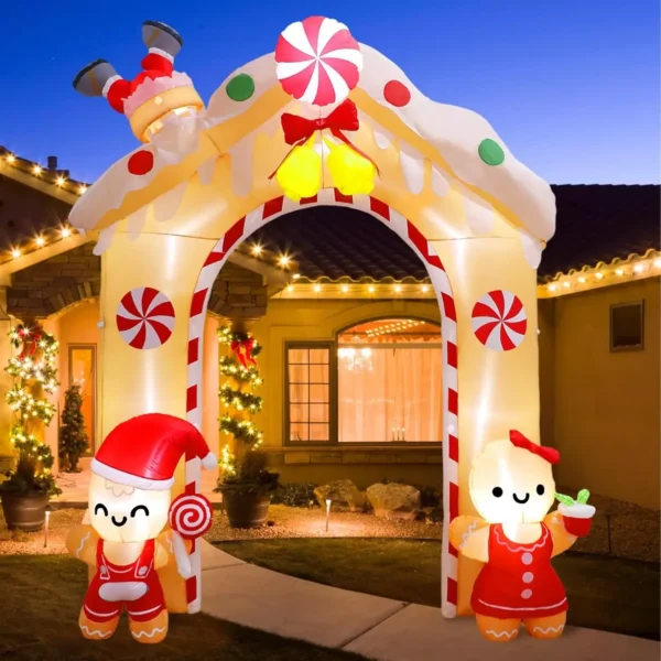 10FT LED Gingerbread Man Inflatable Archway - Image 2