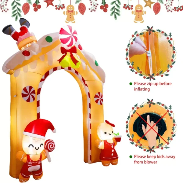 10FT LED Gingerbread Man Inflatable Archway - Image 4
