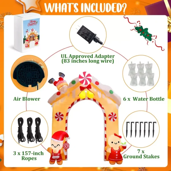 10FT LED Gingerbread Man Inflatable Archway - Image 5