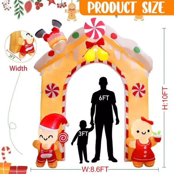 10FT LED Gingerbread Man Inflatable Archway - Image 6