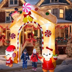 10FT LED Gingerbread Man Inflatable Archway