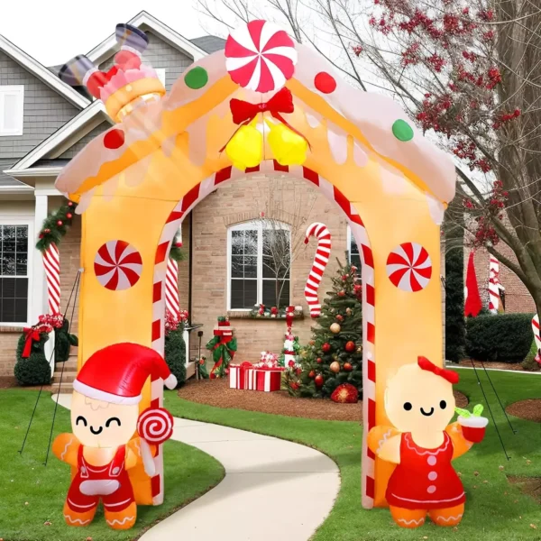 10FT LED Gingerbread Man Inflatable Archway - Image 3