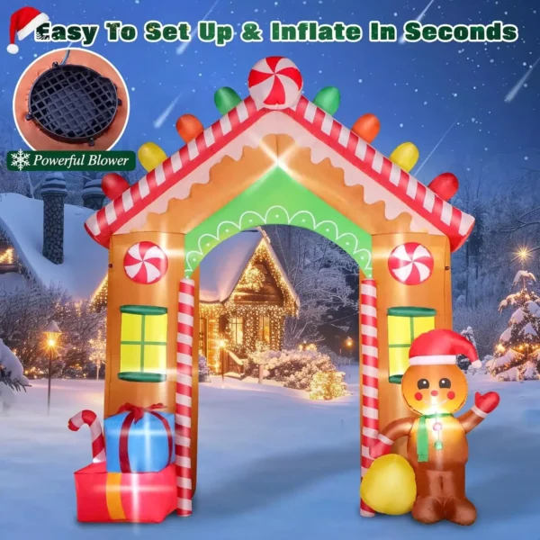 9 FT Christmas Inflatable Gingerbread House Archway - Image 3