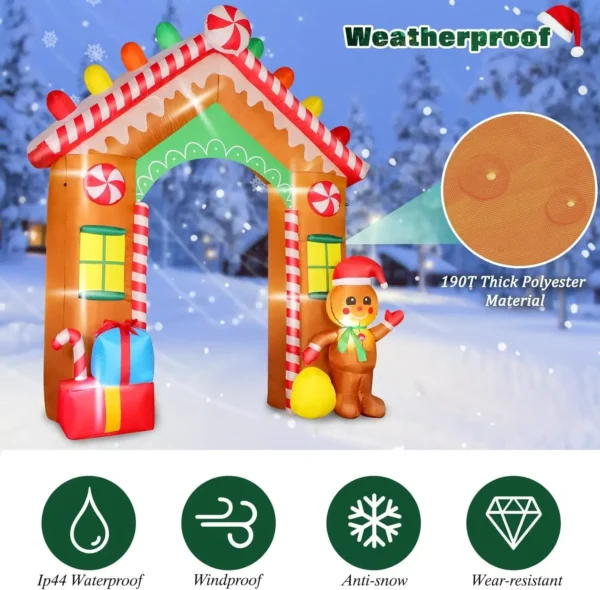 9 FT Christmas Inflatable Gingerbread House Archway - Image 4