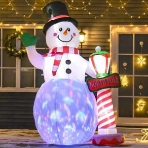 8ft Inflatable Snowman with Lighthouse – Lighted Outdoor Christmas Decoration