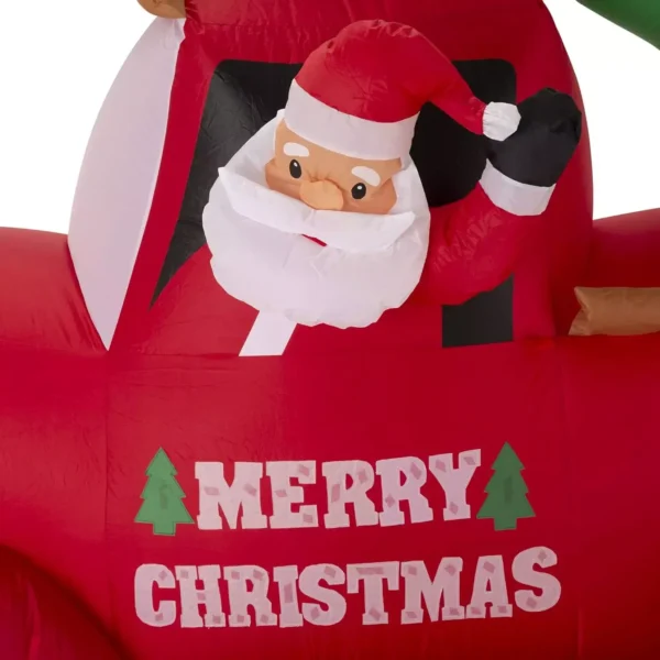 7-Foot Christmas Inflatable Santa on Red Truck with Lights - Image 3